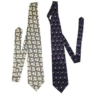 2 Italian Silk Ties Bundle Pusterino Palermo NWT + J Garcia Novelty Print Italy